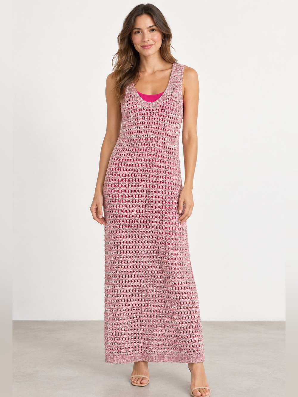 Derek Lam Pink Open-Knit Maxi Cover-Up